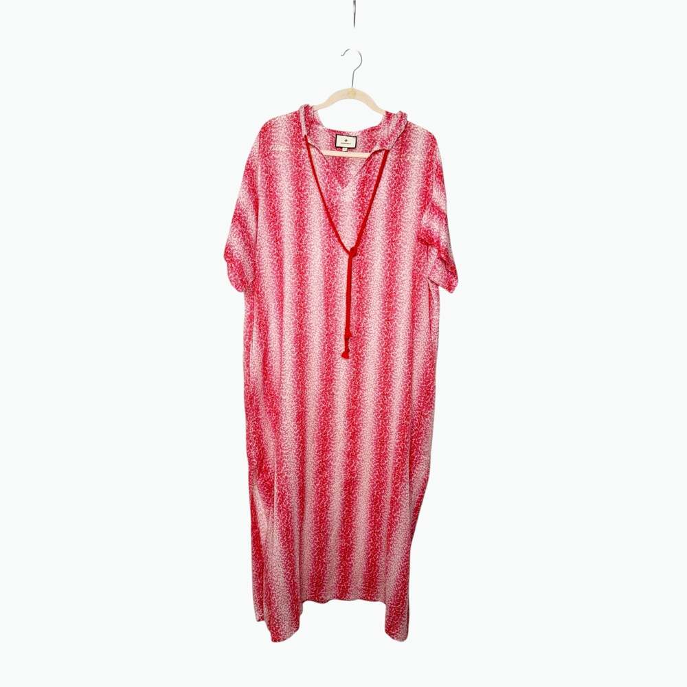 Tuckernuck Speckled Pink Coral Easy Hooded Beach Cover-Up Maxi Dress Size L